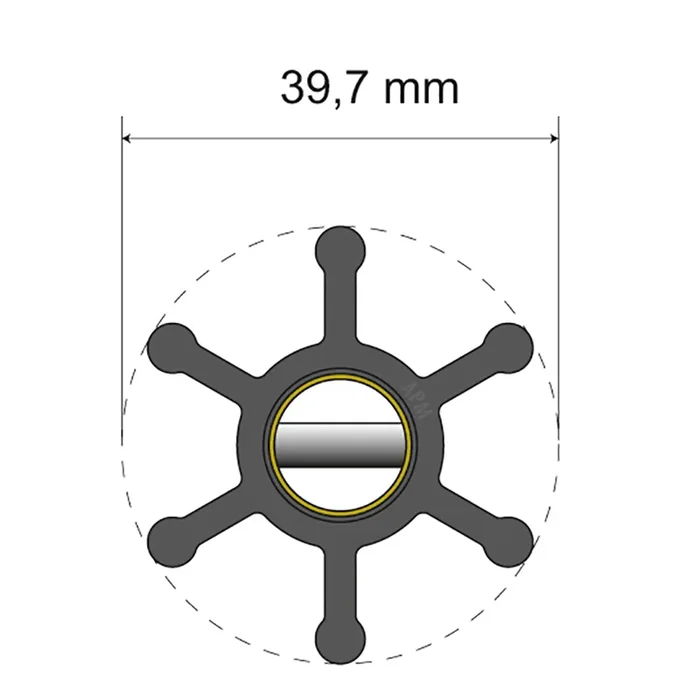 Albin Pump Premium Impeller Kit – 39.7 x 12 x 19.2mm – 6 Blade – Pin Insert