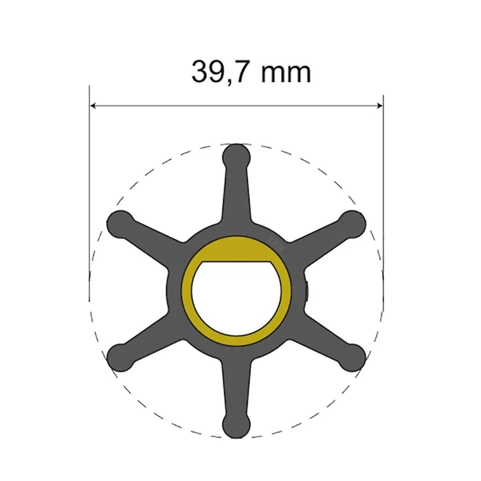 Albin Pump Premium Impeller Kit – 39.7 x 12 x 19.2mm – 6 Blade – Single Flat Insert