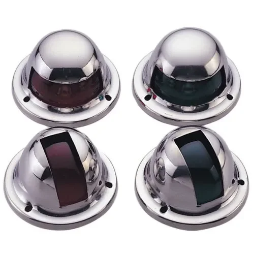 Allpa Navigation Lights Set For Port-/Starboard (Deck Mount) 12v/3w, Stainless Steel Housing, Red/Green Lens