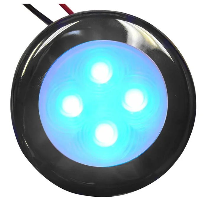 Aqua Signal Bogota 4 LED Round Light – Blue LED w/Stainless Steel Housing