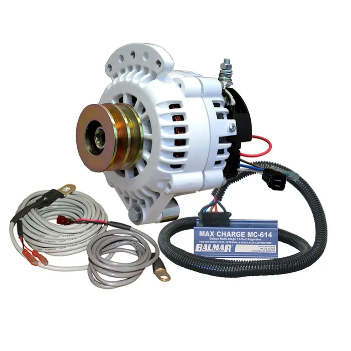 Balmar Alternator 100 AMP Kit 12V 1-2″ Single Foot Spindle Mount Dual Vee Pulley Regulator Temp Sensor [621-VUP-MC-100-DV]