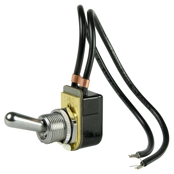 BEP SPST Chrome Plated Toggle Switch Wire Leads – ON/OFF – 1002023