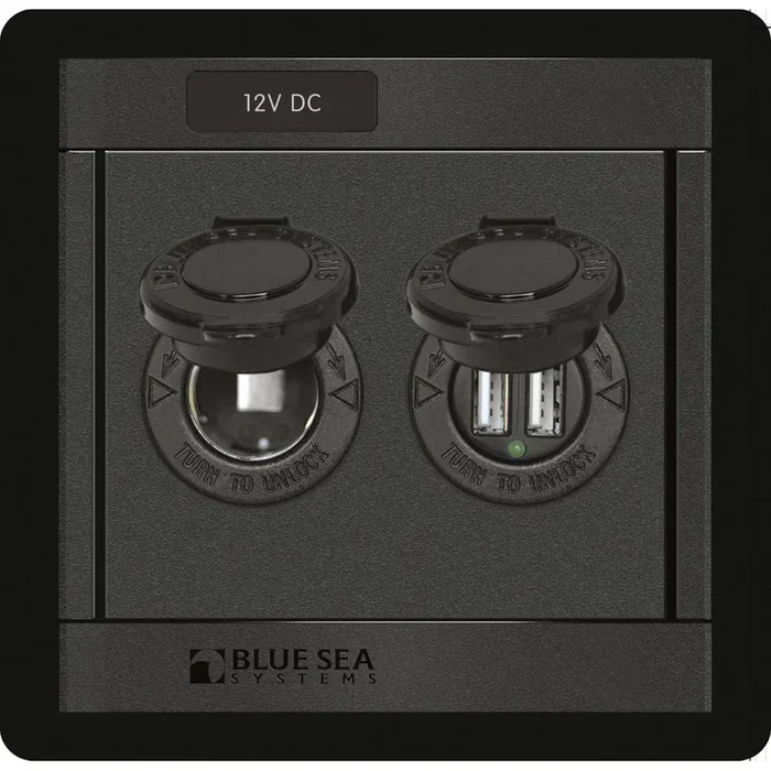 Blue Sea 1478 360 Panel – 12V DC Socket & Dual USB Charger