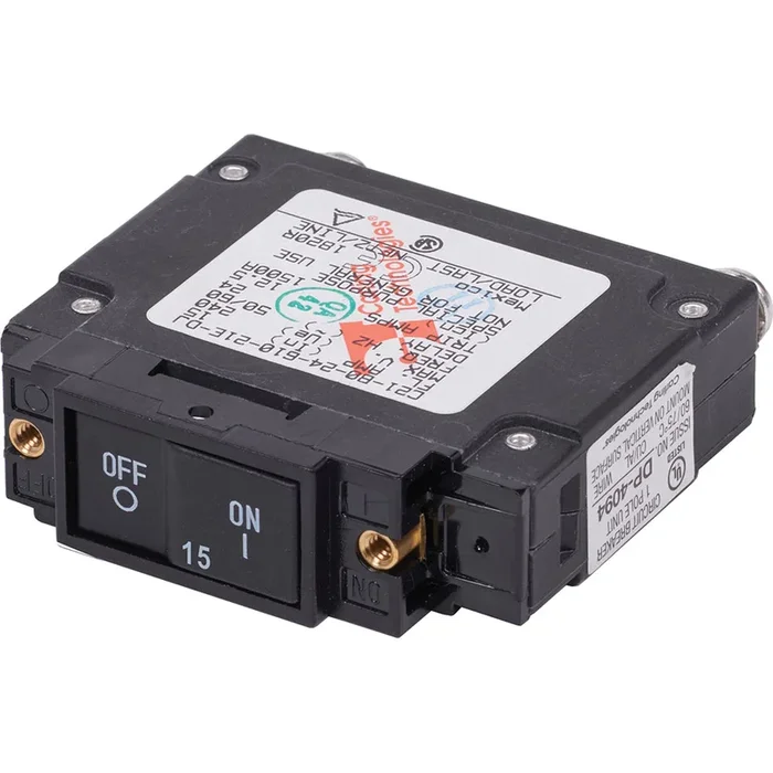 Blue Sea 7456 UL-489 Circuit Breaker – 15A Flat Rocker