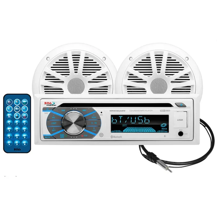 Boss Audio MCK508WB.6 Package w/MR508UABW Receiver, 2 – 6.5″ Speakers & Antenna
