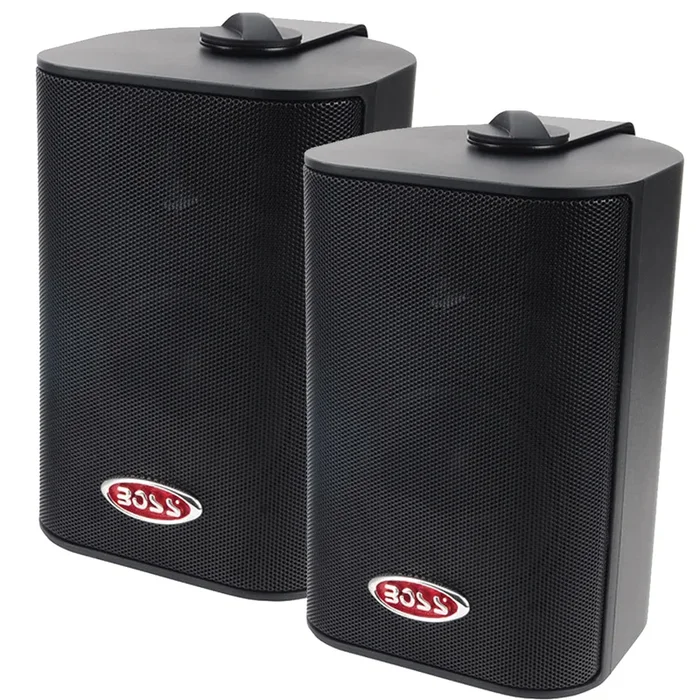 Boss Audio MR4.3B 4″ 3-Way Marine Box Speakers (Pair) – 200W – Black