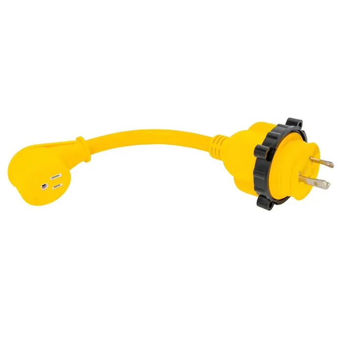 Camco 30AM/15AF Power Grip Marine 12″ Dogbone – M-Locking/90F Adapter – 55616