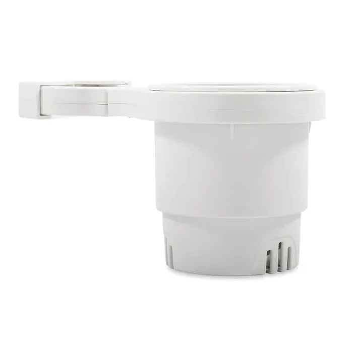 Camco Clamp-On Rail Mounted Cup Holder – Large for Up to 2″ Rail – White – 53083