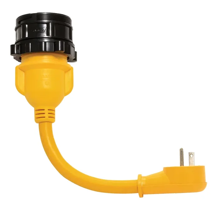 Camco PowerGrip Locking Adapter – 15A/125V Male to 30A/125V Female Locking