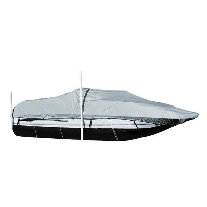 Carver Performance Poly-Guard Styled-to-Fit Boat Cover f/21.5′ Sterndrive Deck Boats w/Walk-Thru Windshield – Grey