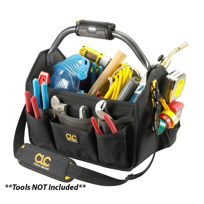 CLC L234 Tech Gear LED Lighted Handle 15″ Open Top Tool Carrier