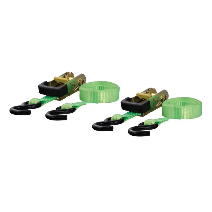 CURT 16′ Lime Green Cargo Straps w/”S” Hooks – 1,100 lbs – 2 Pack