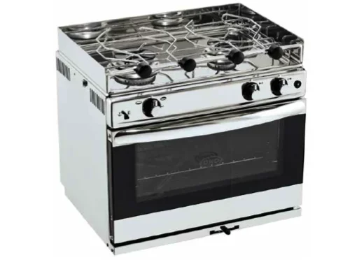 Eno Grand Large 2 – Stainless Steel 2 Burner Hob with Oven & Grill – Ignition, Gimbals & Pan Clamps