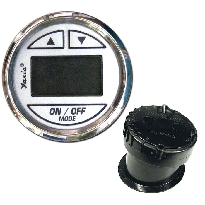 Faria 2″ Depth Sounder with In-Hull Transducer – Chesapeake White – Stainless Steel Bezel – 13851