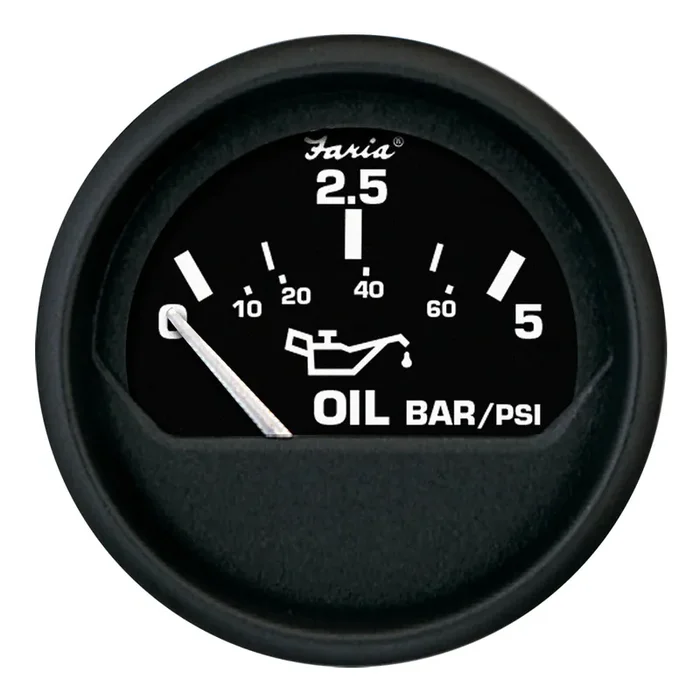 Faria Euro Black 2″ Oil Pressure Gauge – Metric (5 Bar) – 12805