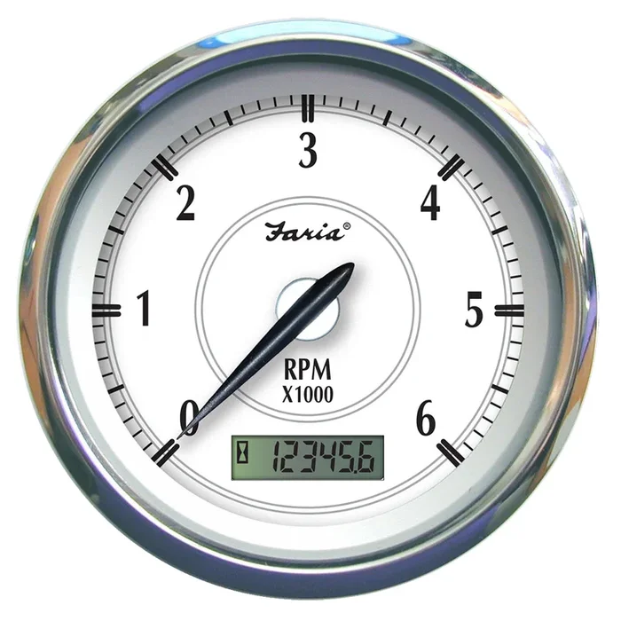 Faria Newport SS 4″ Tachometer w/Hourmeter f/Gas Inboard – 6000 RPM