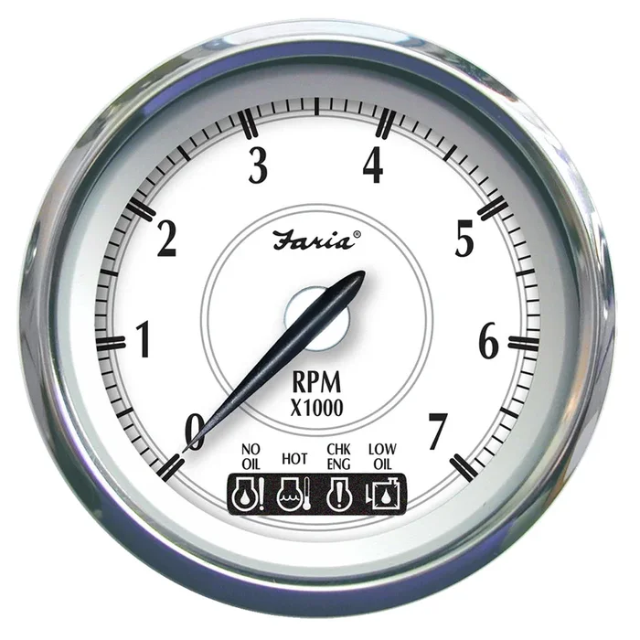 Faria Newport SS 4″ Tachometer w/System Check Indicator f/Johnson/Evinrude Gas Outboard – 7000 RPM
