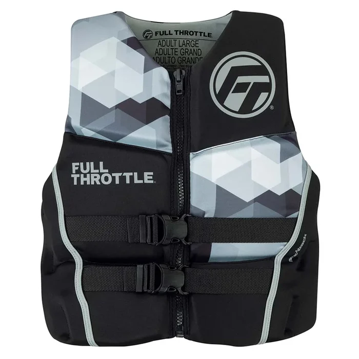 Full Throttle Mens Rapid-Dry Flex-Back Life Jacket – XL – Black/Grey [142500-701-050-22]
