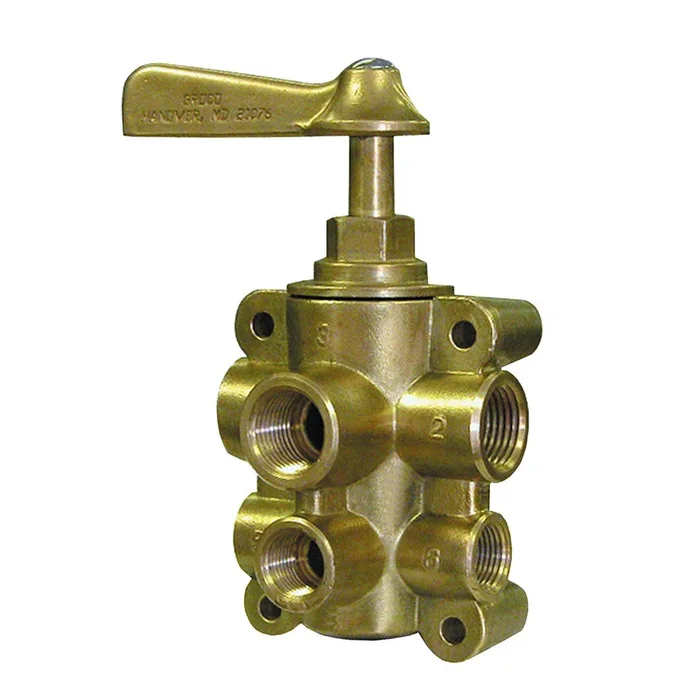 GROCO 6-Port NPT Bronze Fuel Valve 1/2″ Main – 3/8″ Return [FV-65038]