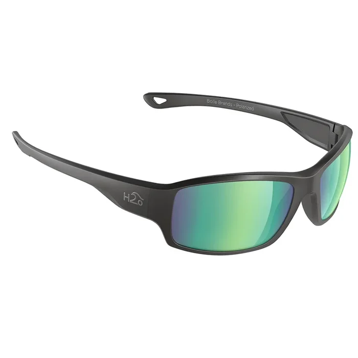 H2Optix Beachwalker Sunglasses Matt Black, Brown Green Flash Mirror Lens Cat. 3 – AR Coating