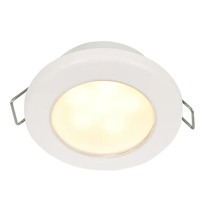 Hella Marine EuroLED 75 3″ Round Spring Mount Down Light – Warm White LED – White Plastic Rim – 24V – 958109611
