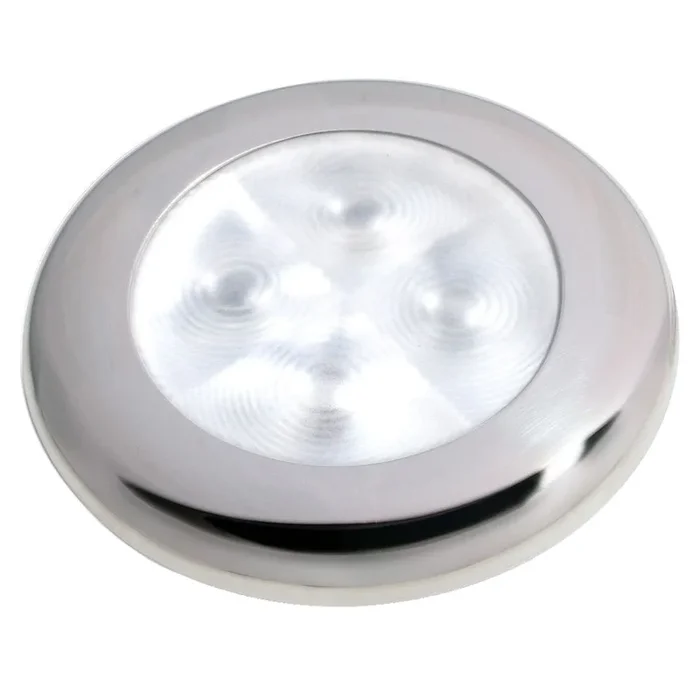 Hella Marine Slim Line LED ‘Enhanced Brightness’ Round Courtesy Lamp – White LED – Stainless Steel Bezel – 12V [980500521]