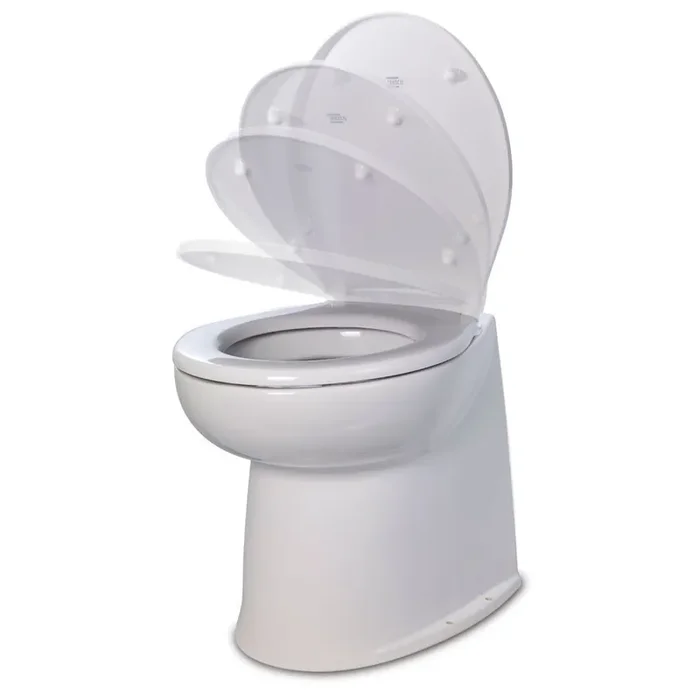 Jabsco 17″ Deluxe Flush Raw Water Electric Toilet with Soft Close Lid – 12V – 58240-3012