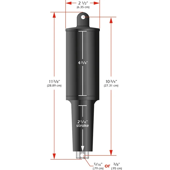 Lenco 101XD Extreme Duty Actuator – 12V – 2 1/4″ Stroke – 3/8″ Hardware