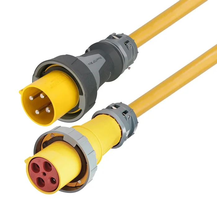 Marinco 100 Amp 125/250V 3-Pole, 4-Wire Cordset – No Neutral Wire – Plug & Connector – 75′