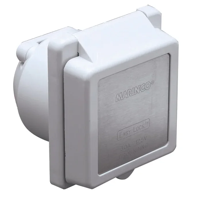 Marinco 301EL-B 30A Power Inlet – White – 125V