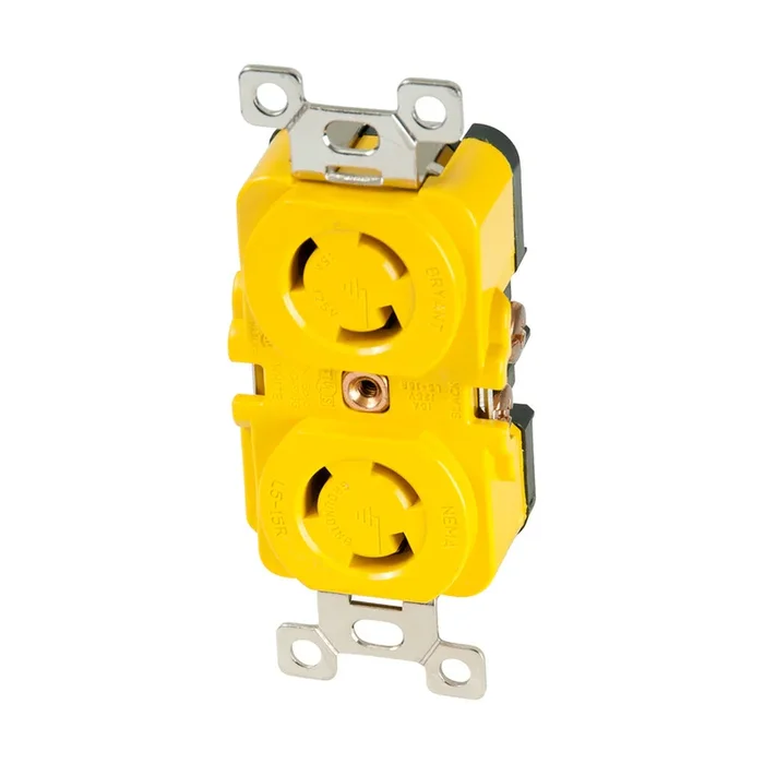 Marinco Locking Receptacle – 15A, 125V – Yellow
