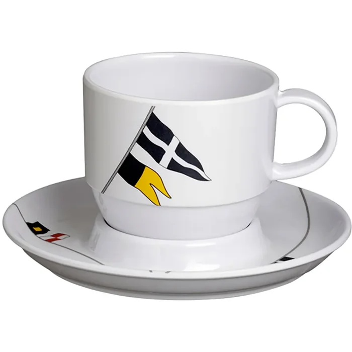 Marine Business Melamine Tea Cup and Plate Breakfast Set – Regata – Set of 6