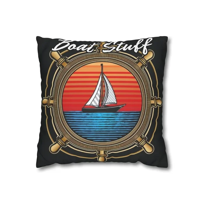 Nautical Square Poly Canvas Pillowcase – ‘Boat Stuff’ Design