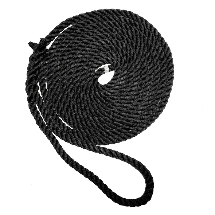 New England Ropes 1/2″ X 15′ Premium Nylon 3 Strand Dock Line – Black