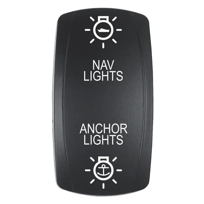 Pacer Actuator – ‘NAV/ANC‘ f/V Series Contura Switches – Black – Laser Etched (Top/Bottom Light)