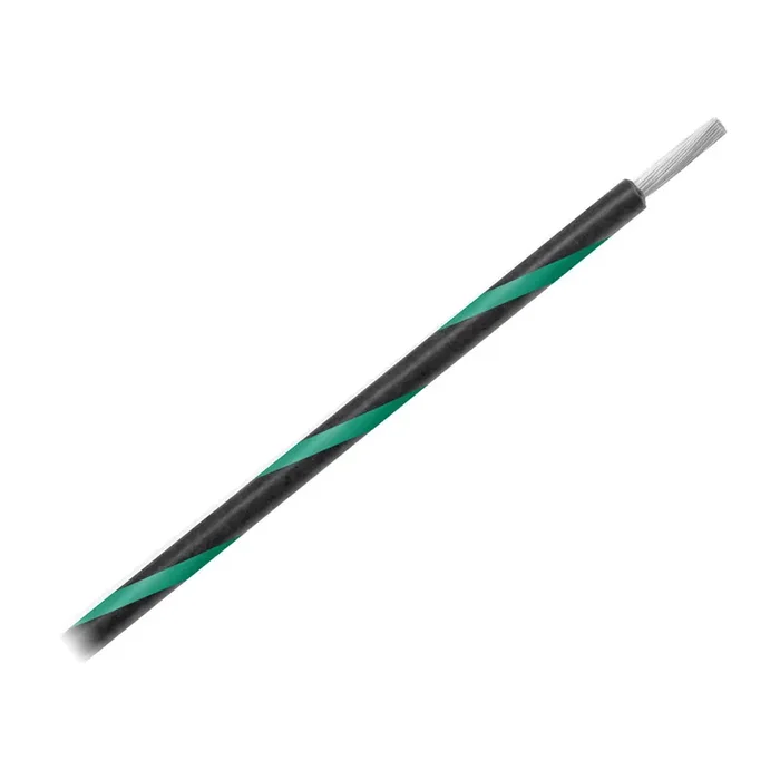 Pacer Group 14 AWG Striped Marine Wire 500 ft Spool – Black with Green Stripe – WUL14BK-5-500