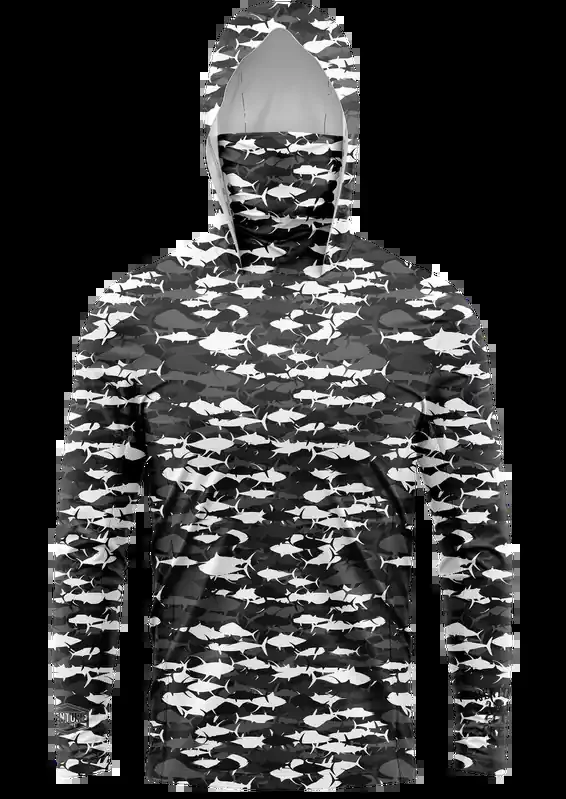 Pelagic Gray Camo Face Buff Dri Fit Hoodie (Adult/Youth)