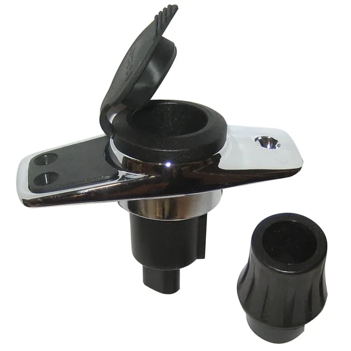 Perko Locking Collar Pole Light Mounting Base – 2 Pin – Chrome Plated w/Black Cover