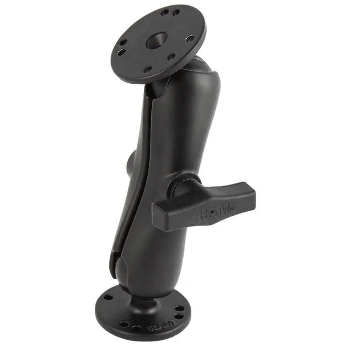 RAM Mount 1.5″ Ball Double Socket Arm w/2 2.5″ Round Bases – AMPs Pattern [RAM-101U]