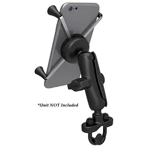 RAM Mount Handlebar Rail Mount with Zinc Coated U-Bolt Base and Universal X-Grip Large Phone/Phablet Cradle