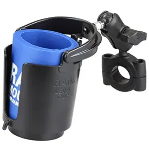 RAM Mount Torque 1-1/8in – 1-1/2in Diameter Handlebar/Rail Base with B Size 1in Ball, Short Arm and Level Cup