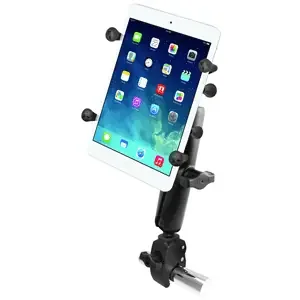 RAM Mount Tough-Claw Base with Long Double Socket Arm & Universal X-Grip Cradle with 1in Ball for 7in Tablets