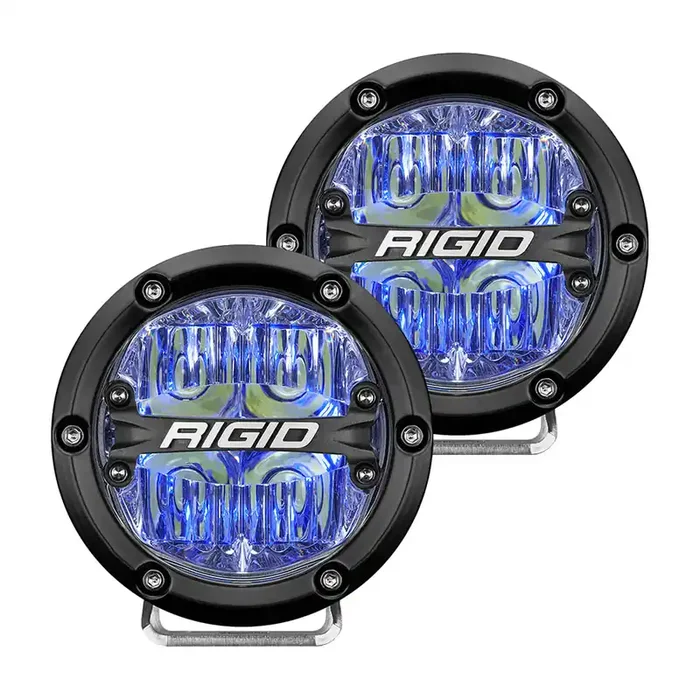 RIGID Industries 360-Series 4in LED Off-Road Fog Light Drive Beam with Blue Backlight – Black Housing