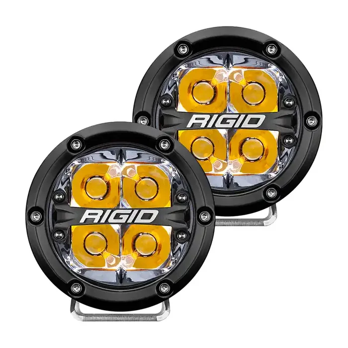 RIGID Industries 360-Series 4in LED Off-Road Spot Beam with Amber Backlight – Black Housing