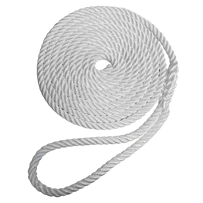 Robline Premium Nylon 3 Strand Dock Line – 1/2″ x 25′ – White