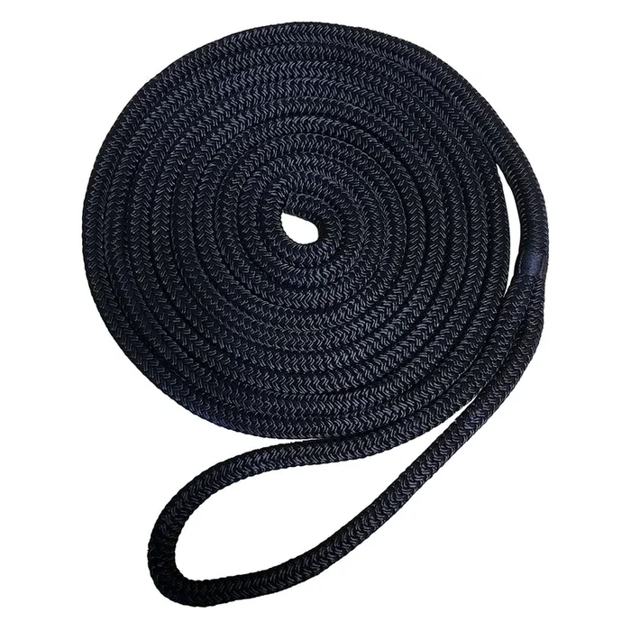 Robline Premium Nylon Double Braid Dock Line – 3/4″ x 45′ – Black