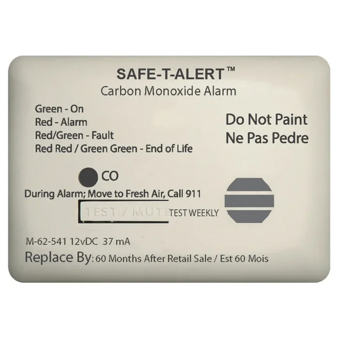 Safe-T-Alert 62 Series Carbon Monoxide Alarm – 12V – 62-541-Marine Surface Mount – White