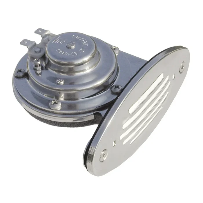 Schmitt Marine Mini Stainless Steel Single Drop-In Horn w/Stainless Steel Grill – 12V Low Pitch [10050]