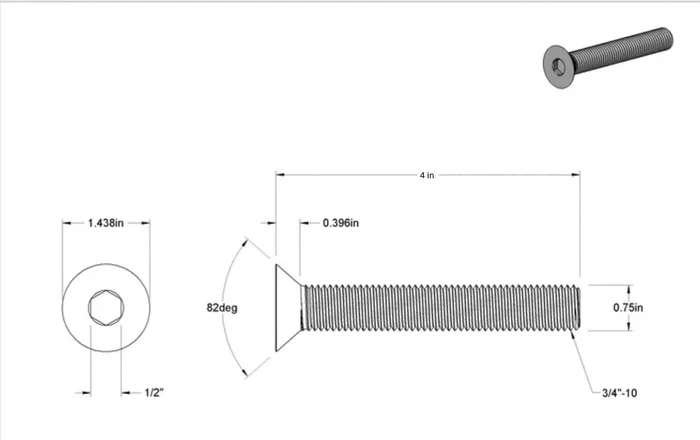 Sea Swivel Stainless Bolt 3/4-10 4in Long