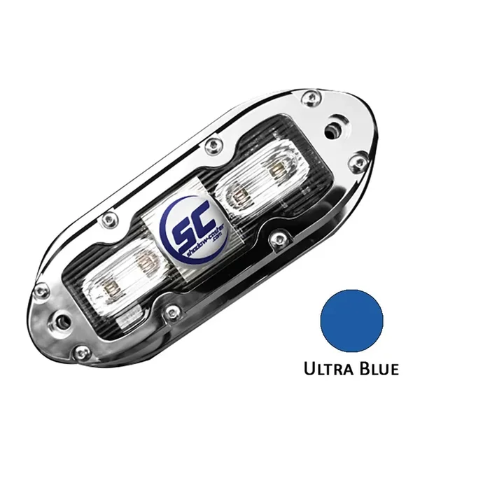 Shadow-Caster SCM-4 LED Underwater Light w/20′ Cable – 316 SS Housing – Ultra Blue